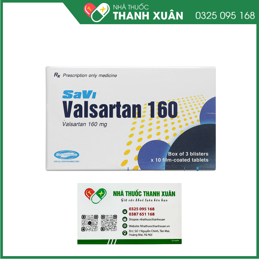 Savi Valsartan 160 điều trị tăng huyết áp, suy tim
